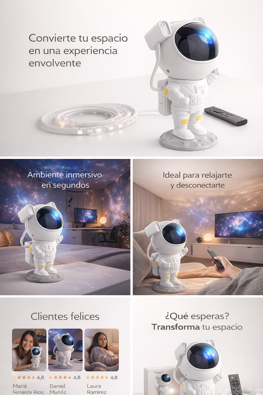 AstroMood™ - Combo Astronauta Obs + Luces Led 5m